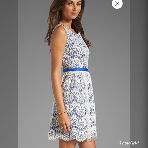 Shoshanna June Lace Dress: Ivory/French Blue - Picture 4 of 9